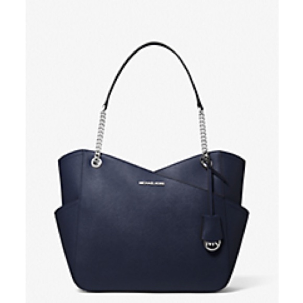Jet Set Large Saffiano Leather Bag Navy Blue like new condition